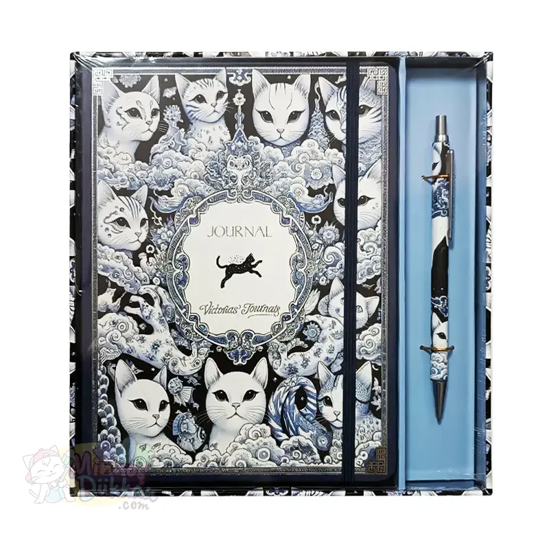 Vj Kutulu Set Kediler Sert Kapak A5 Çizgili Defter Ve Tükenmez Kalem