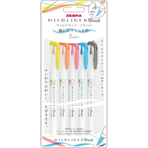 Zebra Mildliner Brush 5 Renk Set - Soft