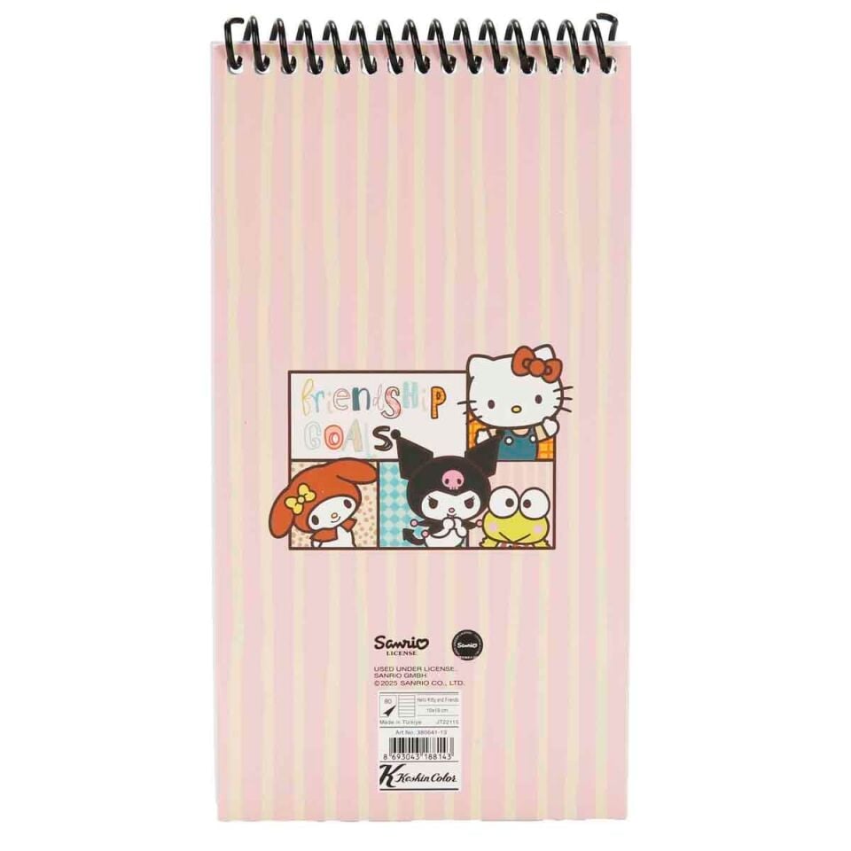 Hello Kitty and Friends 80 Yaprak Çizgili Not Defteri 10x19