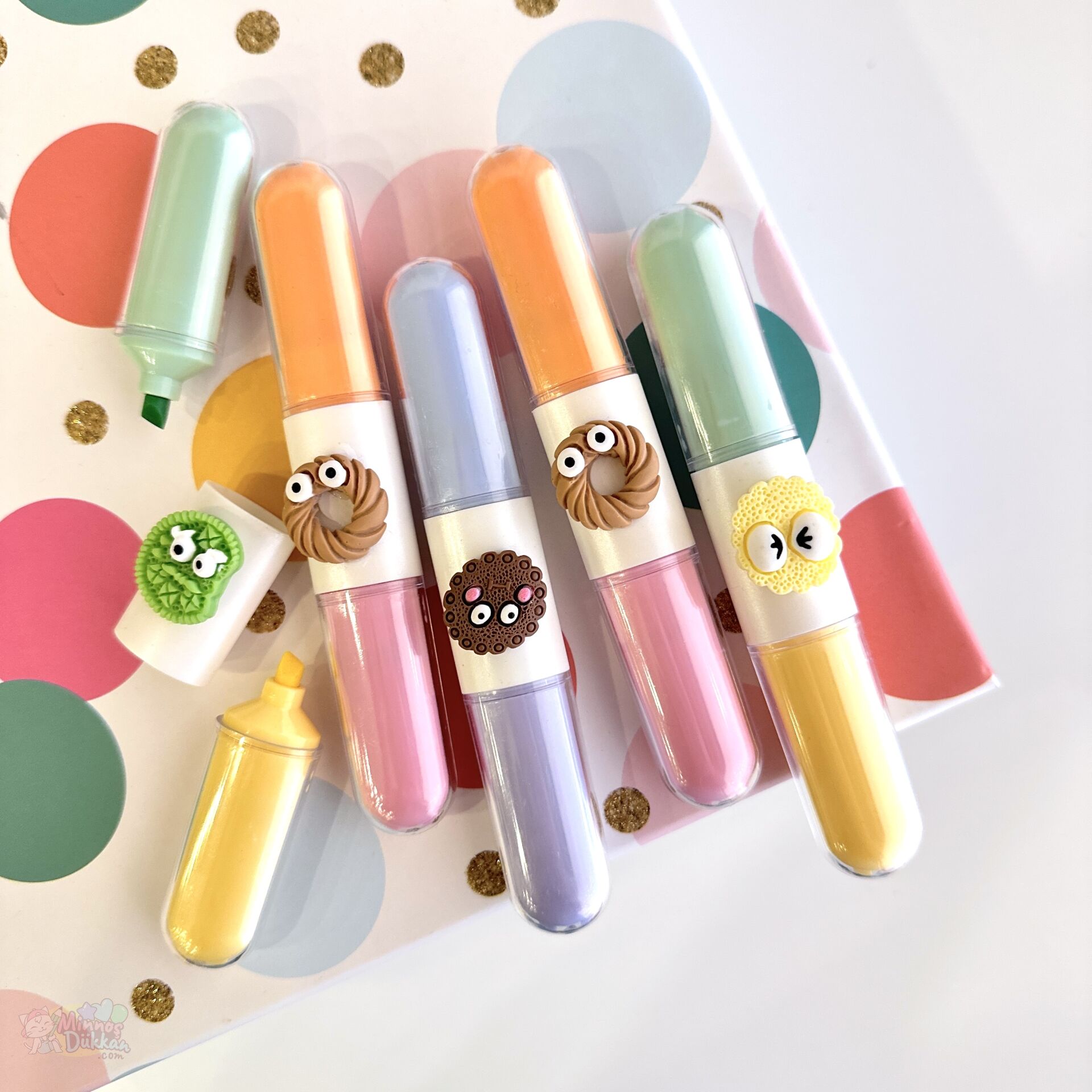 Biskuit İki Renkli Fosforlu Kalem