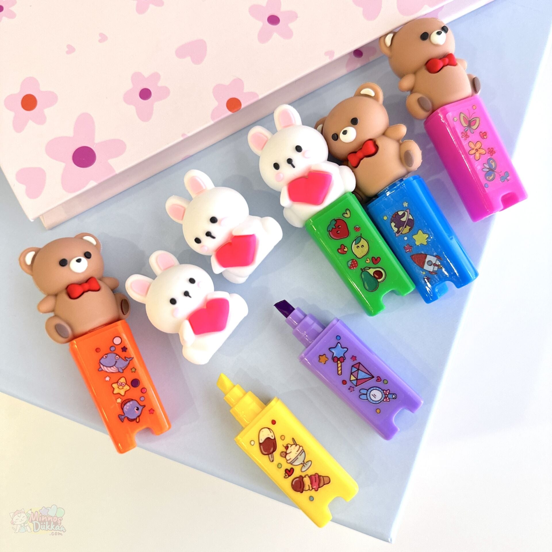 Cute Bears Fosforlu Kalem 6 Renk