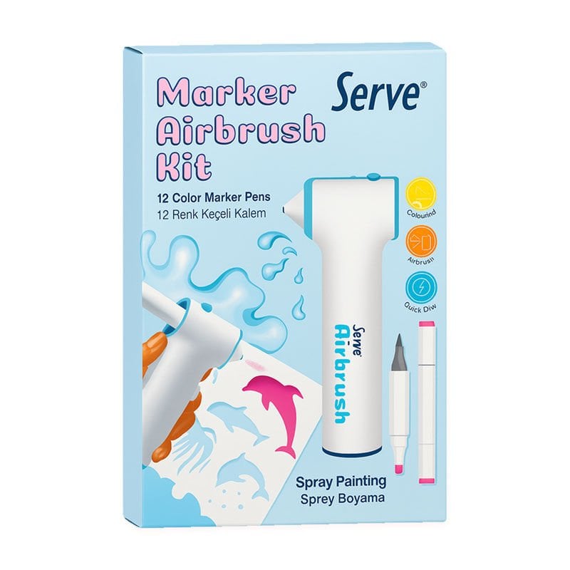 Serve Airbrush Kit 12 Renk Keçeli Kalem