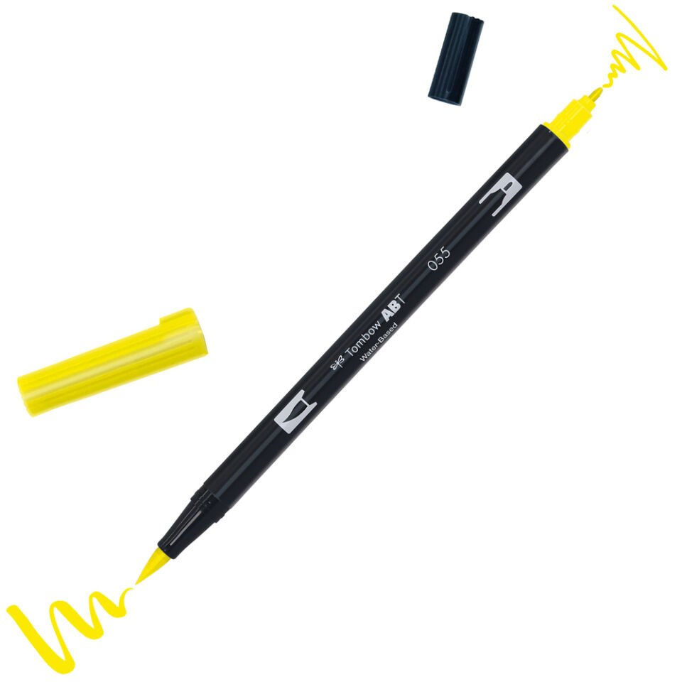 Tombow ABT Dual Brush Çift Uçlu Keçeli Kalem Process Yellow - 055