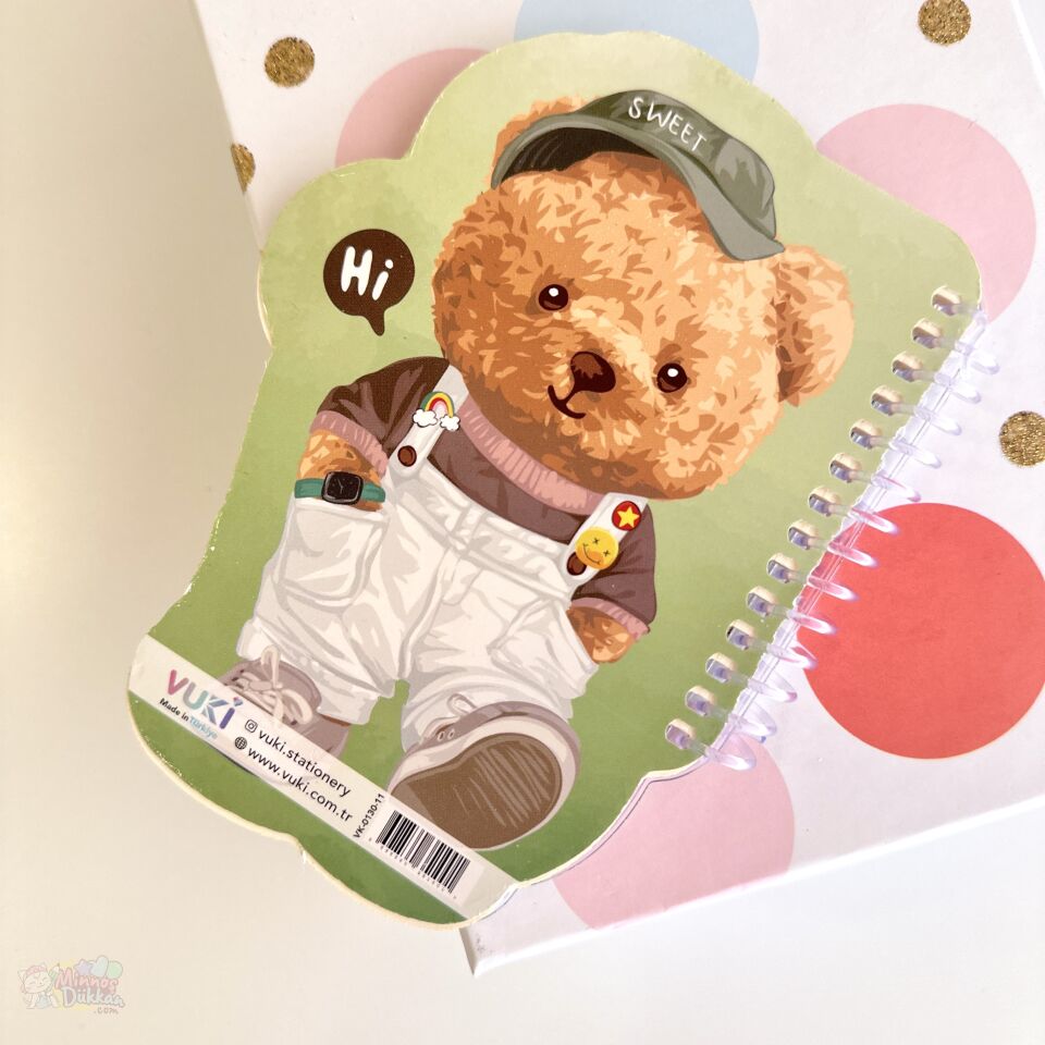 Ayıcık Desenli Şekilli Sulu A6 Defter