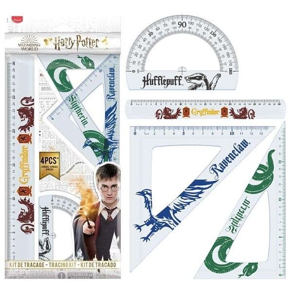 Harry Potter 4lü 30 cm Cetvel Takımı Gönye Seti