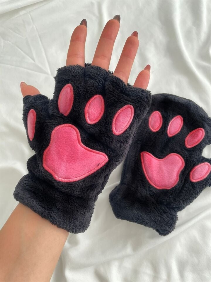 Sevimli Pati Eldiven - Siyah