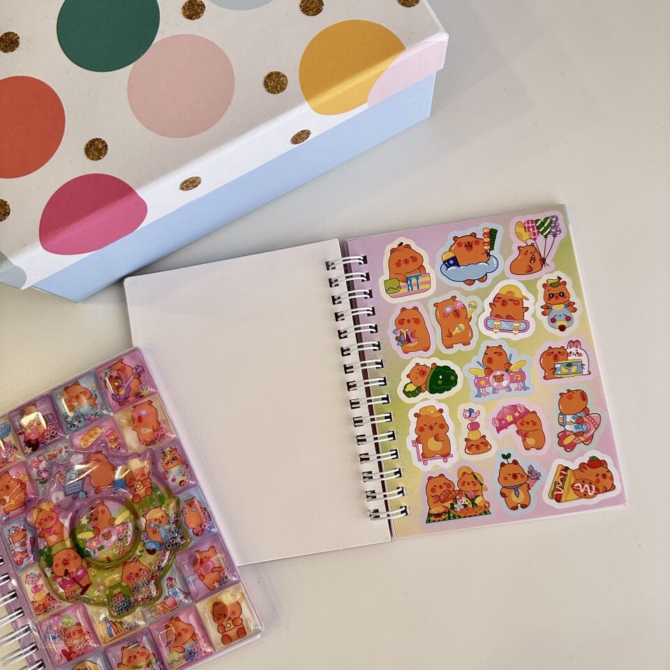 Capy Kalpli Sulu Simli Kapaklı Not Defteri A6