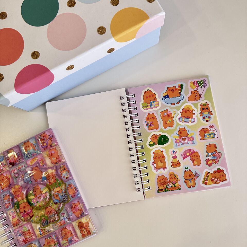 Capy Kalpli Sulu Simli Kapaklı Not Defteri A6