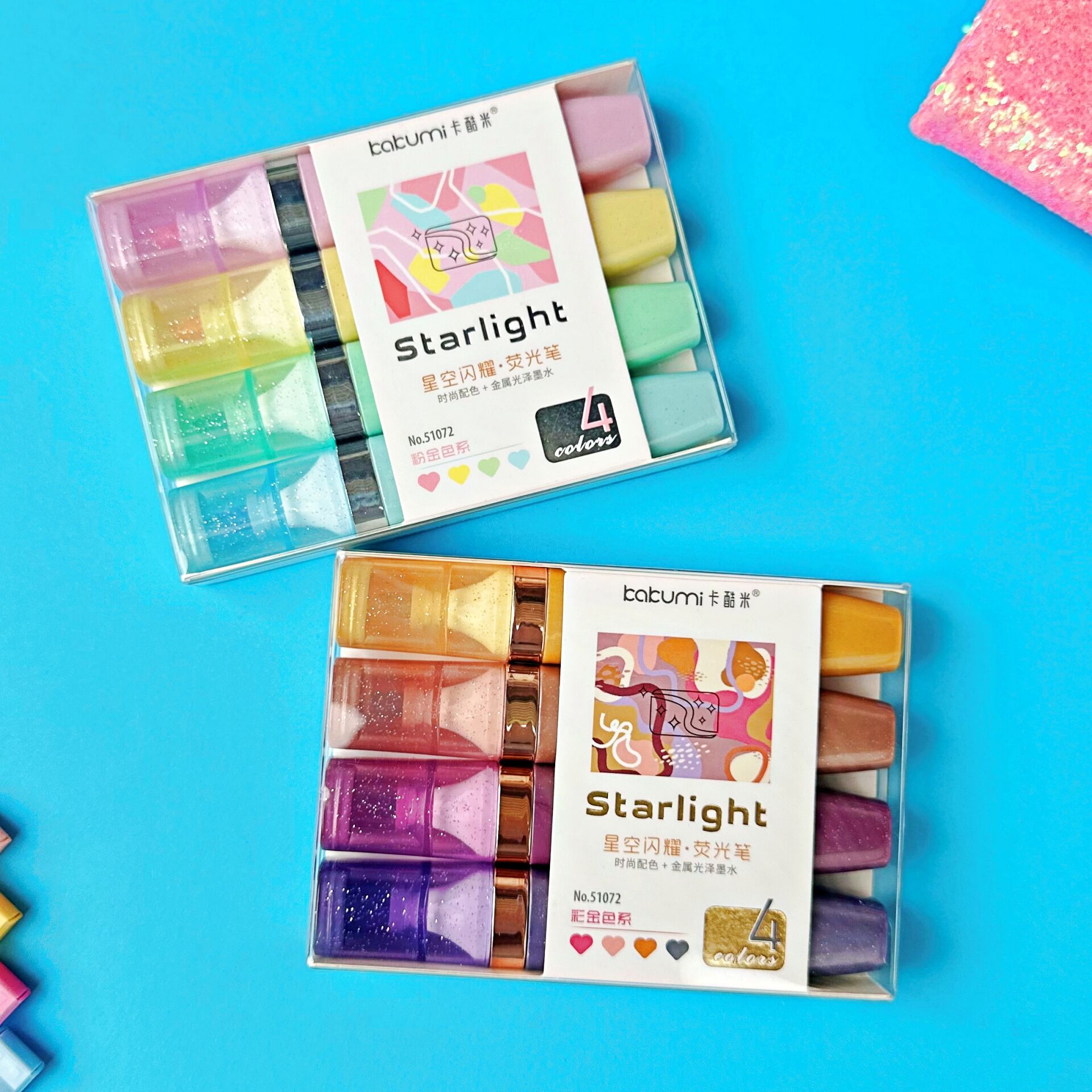 Starlight Simli Fosforlu Kalem 4 Renk Set