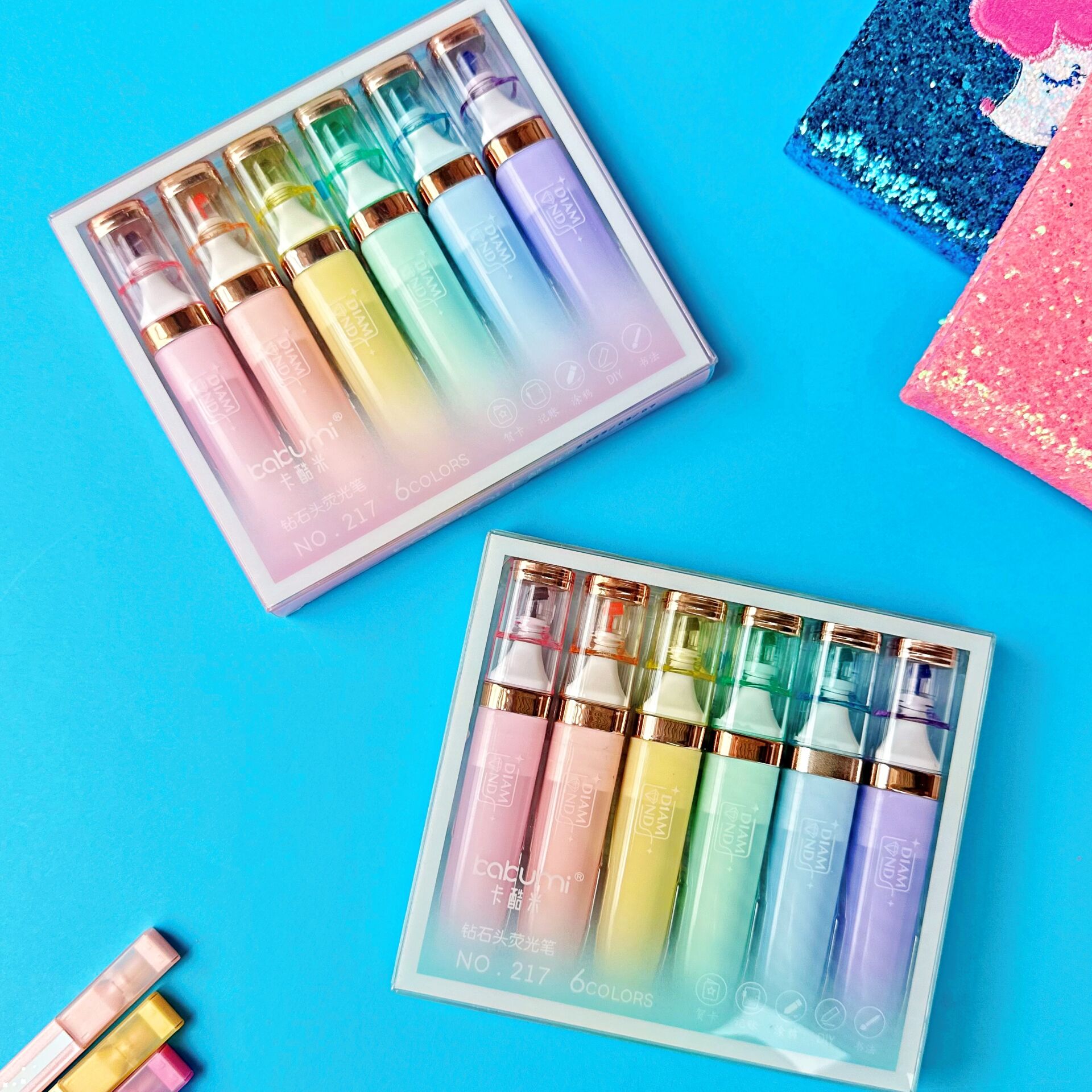 Babumi Goldie Fosforlu Kalem 6 Renk Set