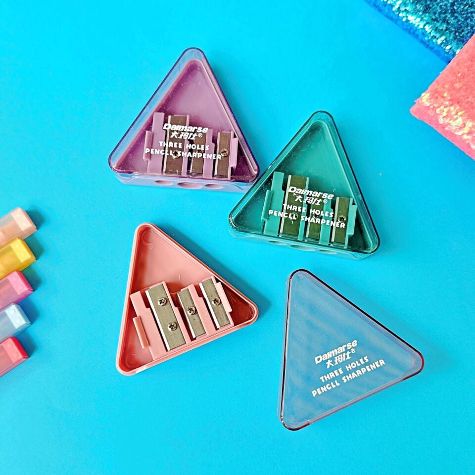 Üçgen Üçlü Pastel Kalemtıraş