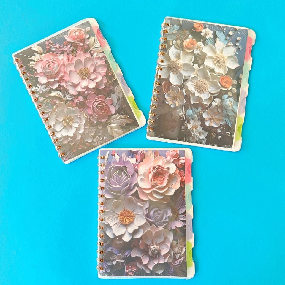 Flowers Bölmeli A5 Spiralli Defter