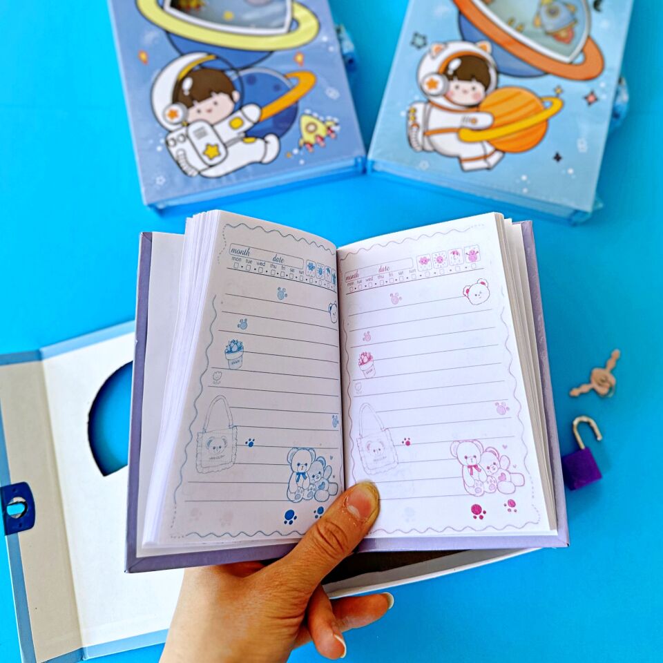 Space Mini Kilitli Kutulu Hatıra Defteri