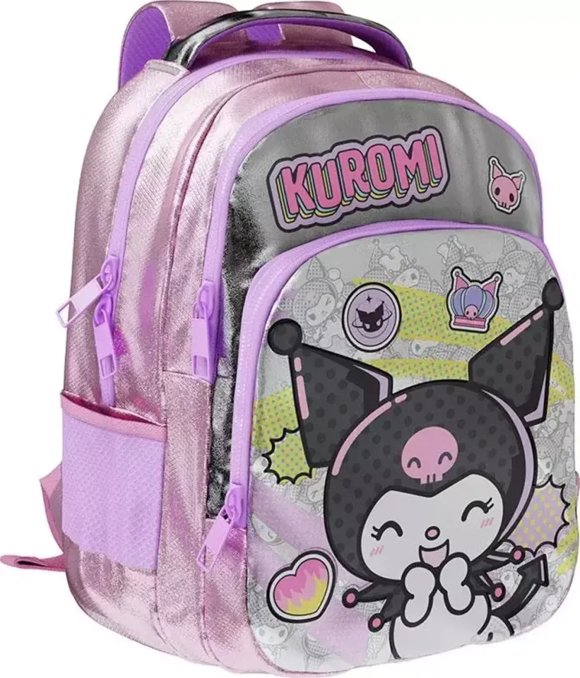Kuromi Okul Sırt Çantası Pembe Gri