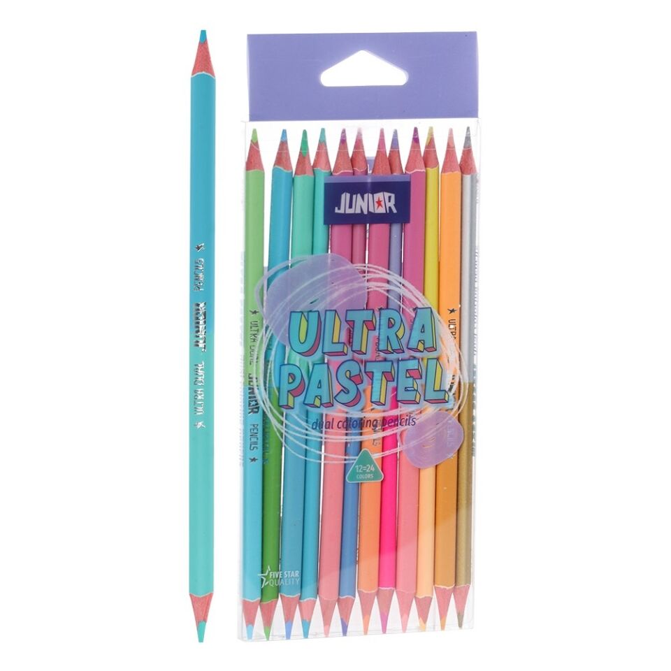 Junior Ultra Pastel Çift Taraflı Kuru Boya 12+12 Renk
