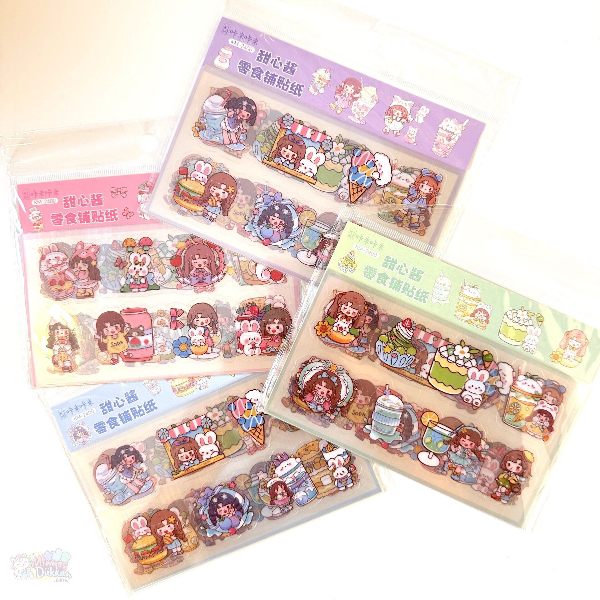 Kawaii Girl Şeffaf Sticker 5 Desen