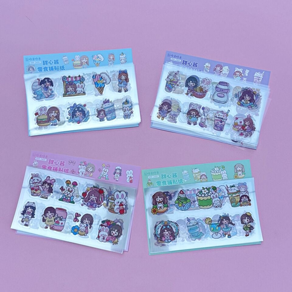 Kawaii Girl Şeffaf Sticker 5 Desen