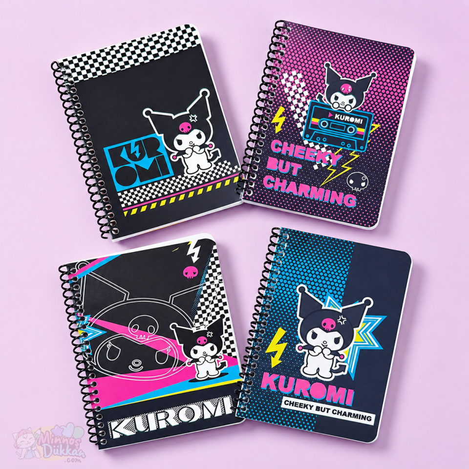 Kuromi 80 Yaprak Çizgili Spiralli Defter A6