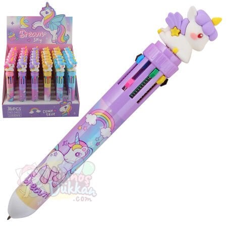 Unicorn 10 Renk Çok Renkli Tükenmez Kalem