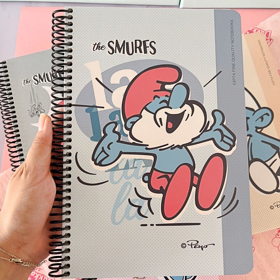 Gıpta Smurfs Çizgili Spiralli 80 Yaprak Defter 17x24