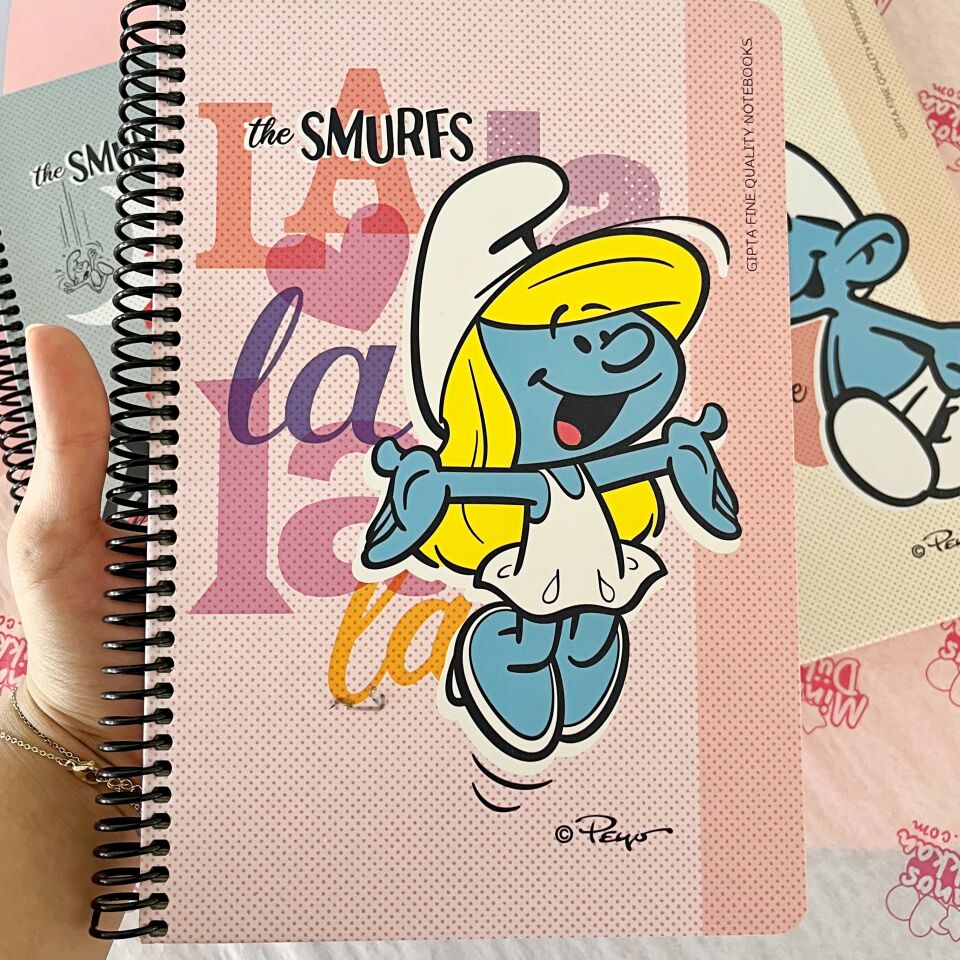 Gıpta Smurfs Çizgili Spiralli 80 Yaprak Defter 17x24