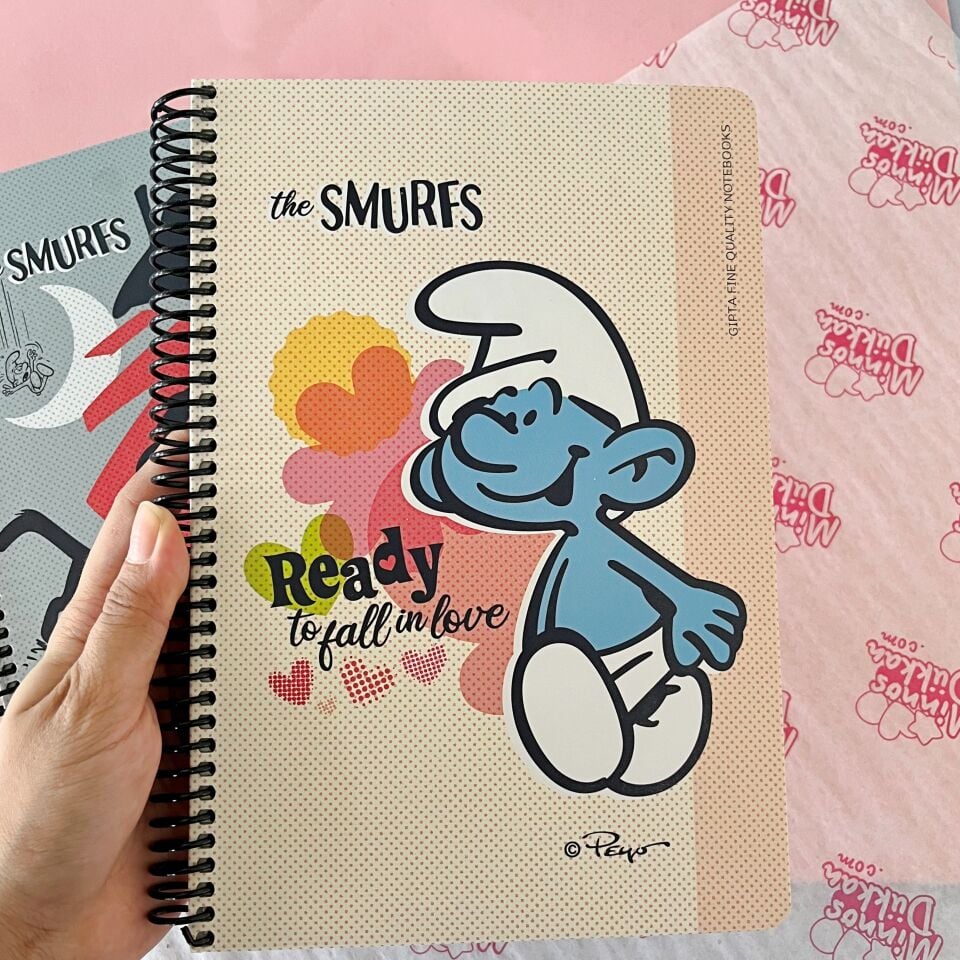 Gıpta Smurfs Çizgili Spiralli 80 Yaprak Defter 17x24