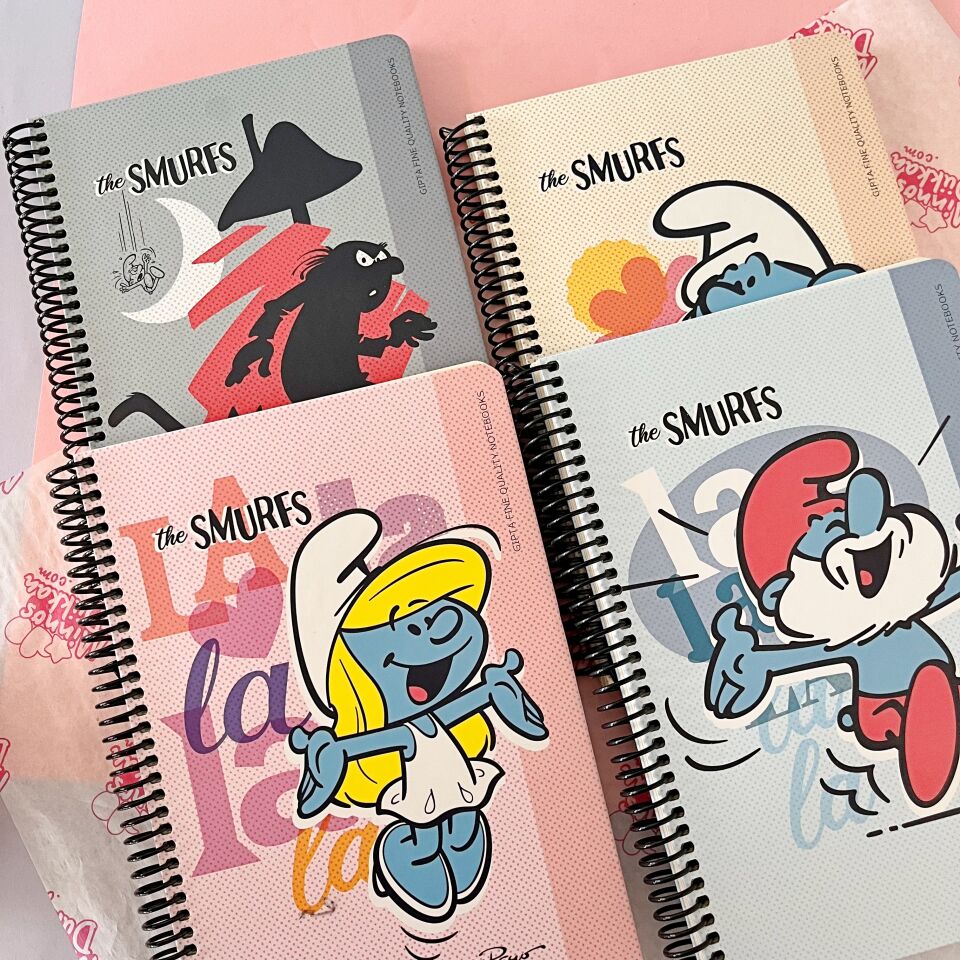 Gıpta Smurfs Çizgili Spiralli 80 Yaprak Defter 17x24