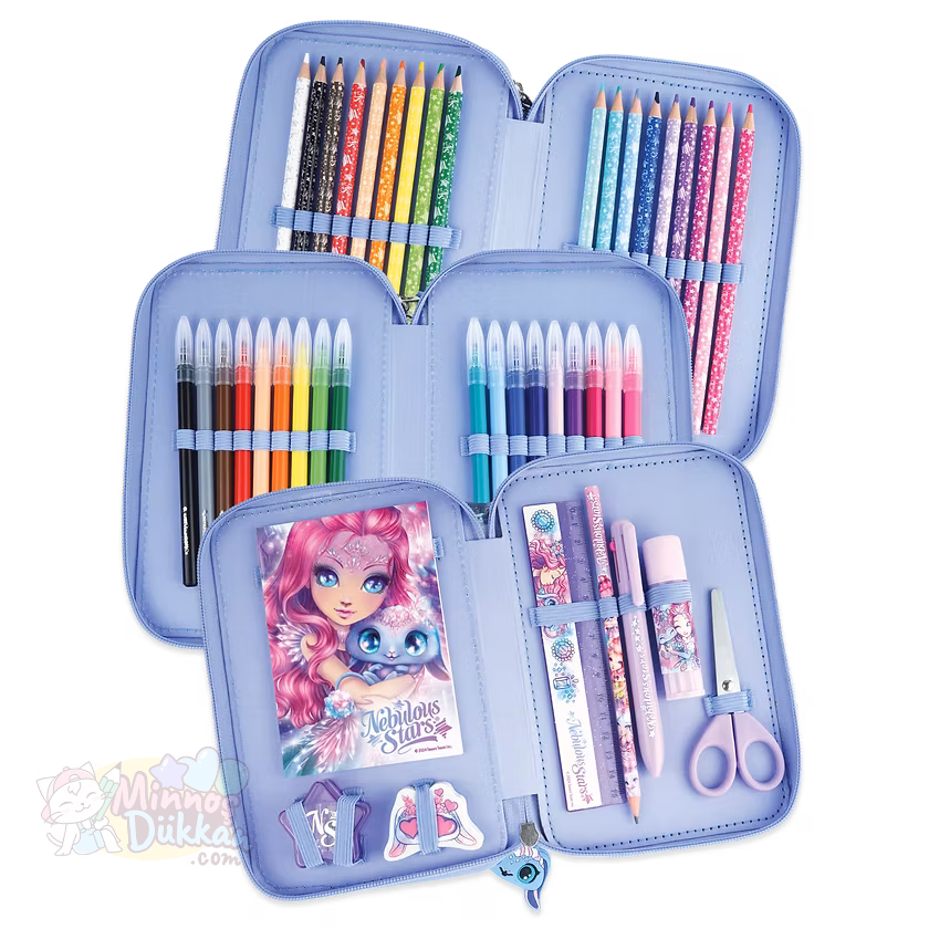 Nebulous Stars 3 Katlı İçi Dolu Kalem Kutu - Mavi