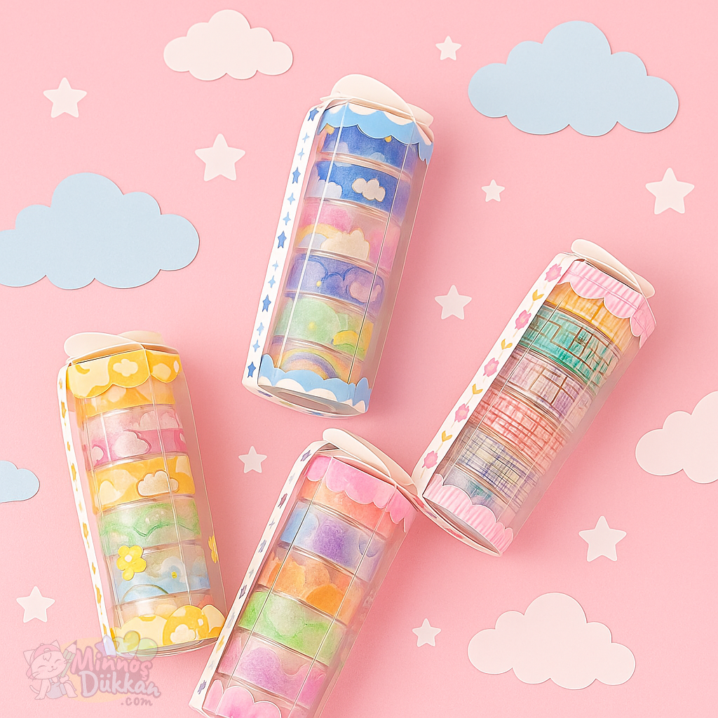 Cloudy Sky 6lı Desenli Kağıt Washi Tape Bant