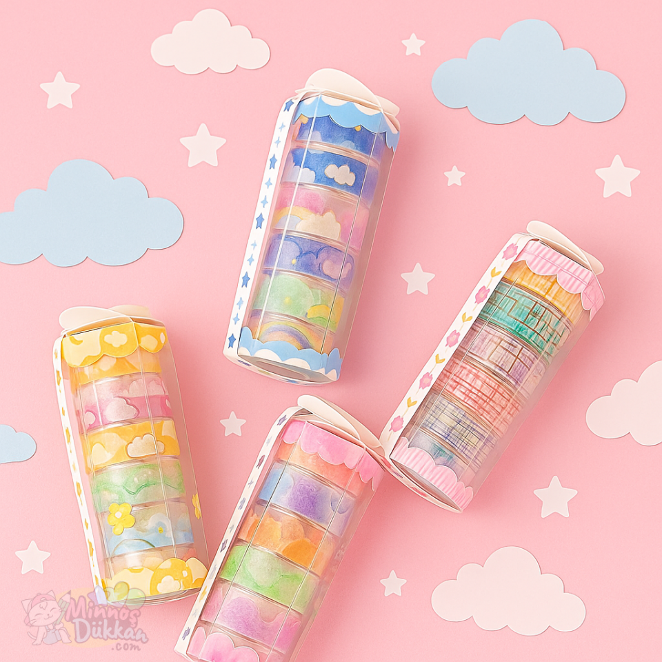 Cloudy Sky 6lı Desenli Kağıt Washi Tape Bant