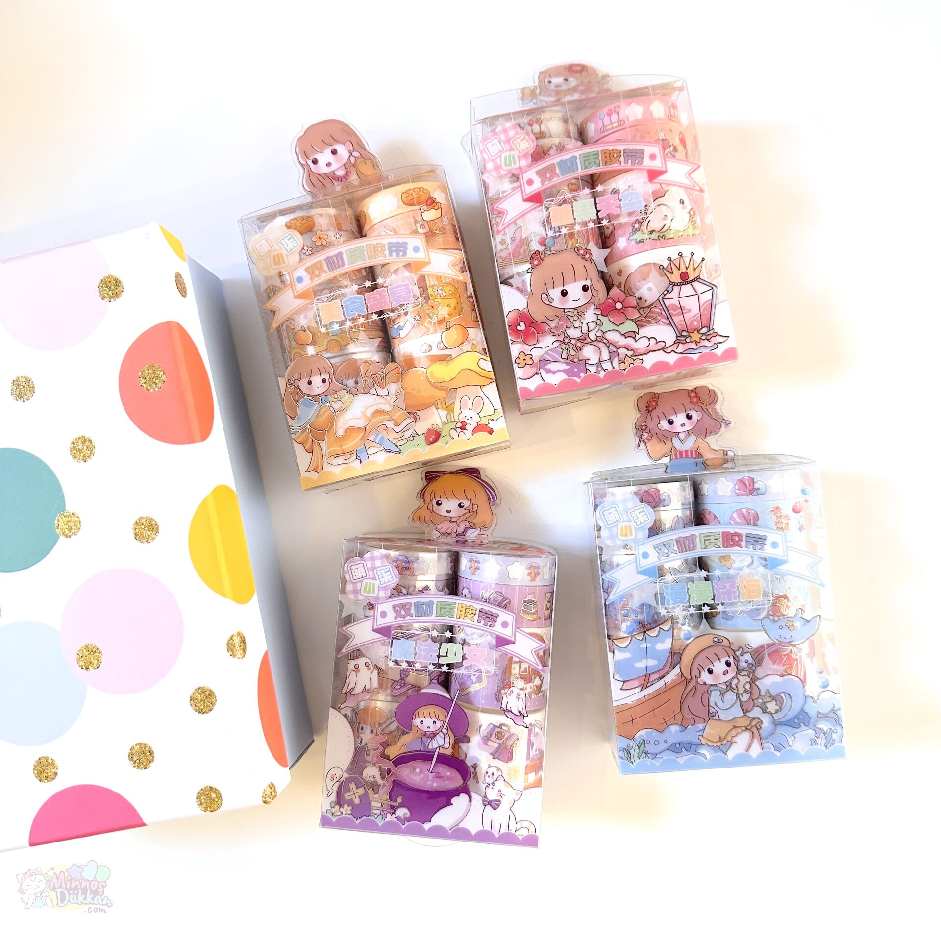 Wizard Book 8li Desenli Kağıt Washi Tape Bant