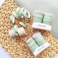 Handjoy Yeşil Kağıt Washi Tape Bant Kutulu 10 adet