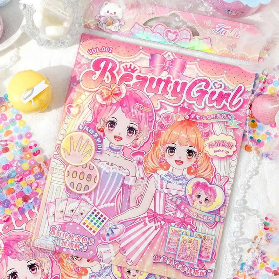 Beauty Girl Kıyafet Giydirme Boyama Seti Stickerlı