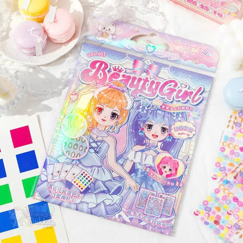 Beauty Girl Kıyafet Giydirme Boyama Seti Stickerlı