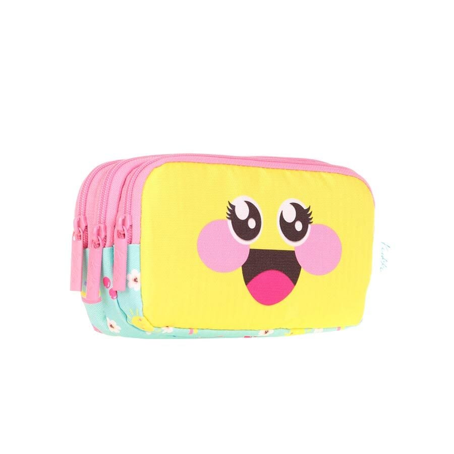 Kaukko Kids Love 3 Bölmeli Kalem Çantası - Cute Face Daisy