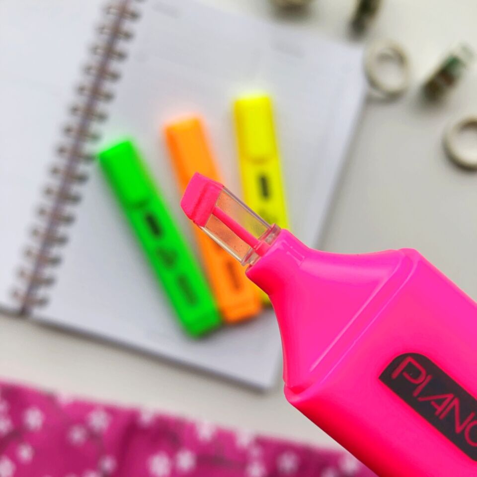 Piano Diamond Şeffaf Uçlu Fosforlu Kalem 4lü Set