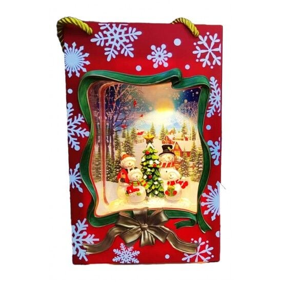 Hediye Çantası Işıklı Müzikli Dekoratif Kar Küresi