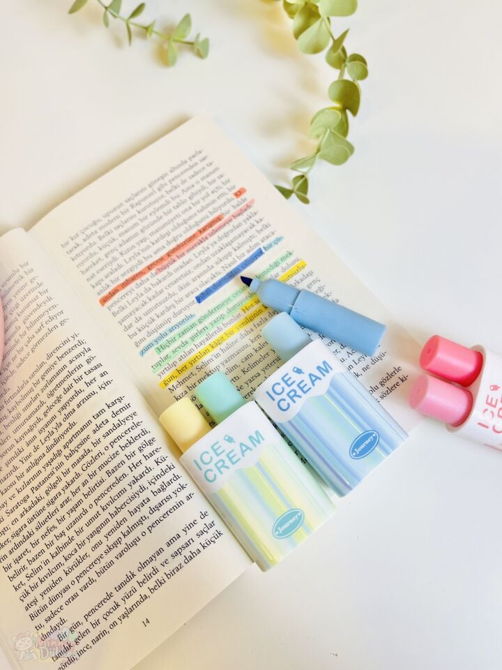 Ice Cream 2li Fosforlu Kalem - Karışık Renkler