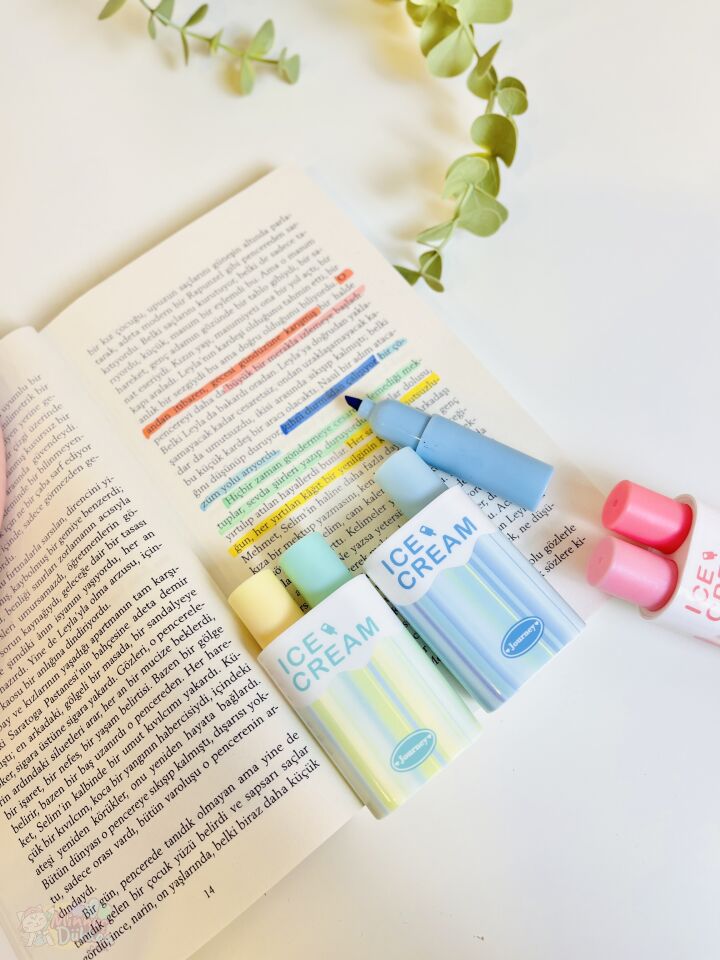 Ice Cream 2li Fosforlu Kalem - Karışık Renkler