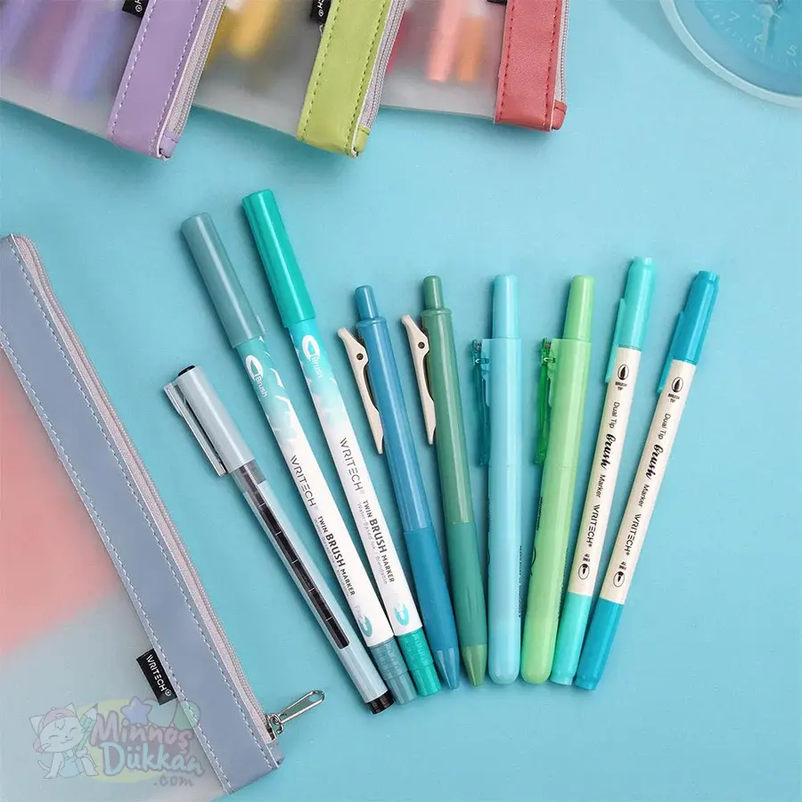Writech Journaling Set 9 Renk Kalem Set - Blue Green