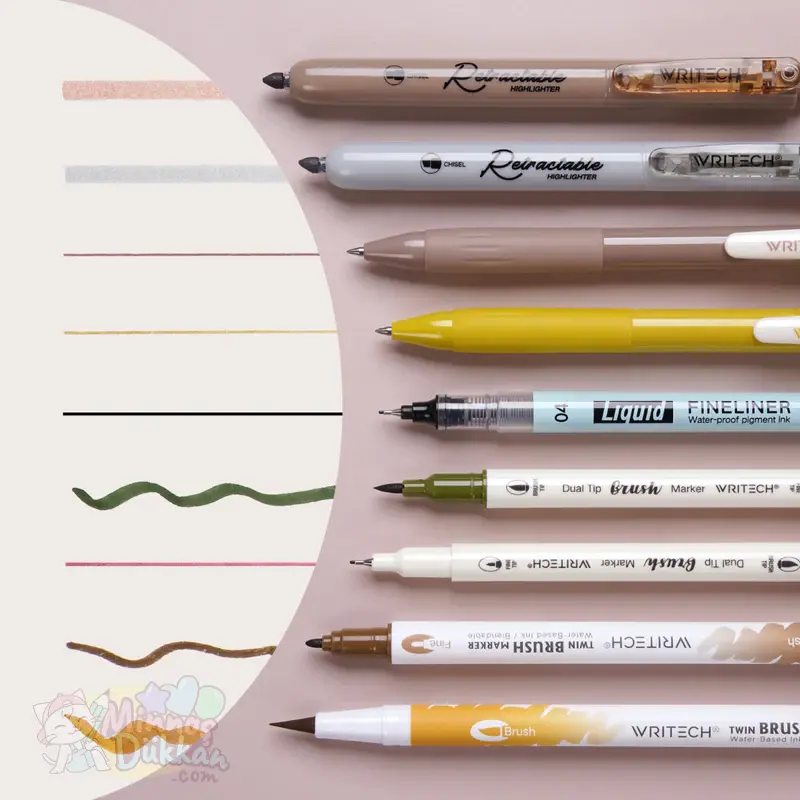 Writech Journaling Set 9 Renk Kalem Set - Earth Tone