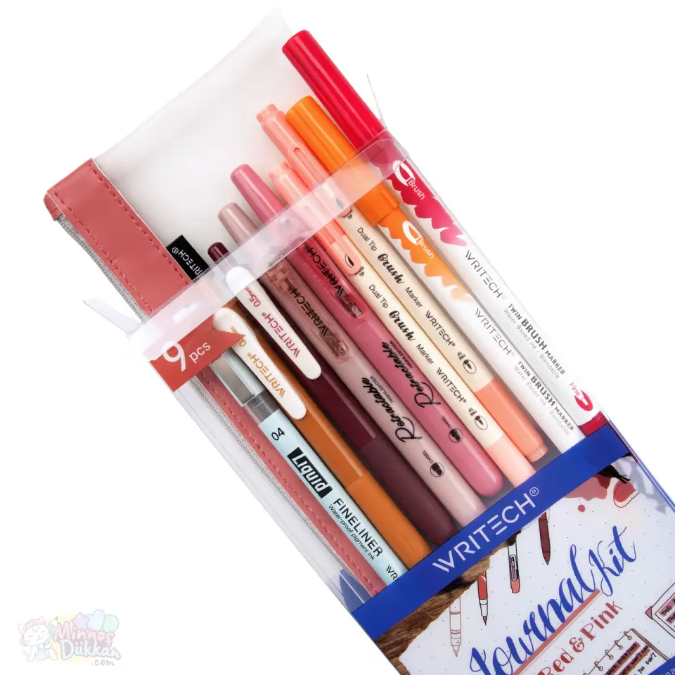 Writech Journaling Set 9 Renk Kalem Set - Red Pink