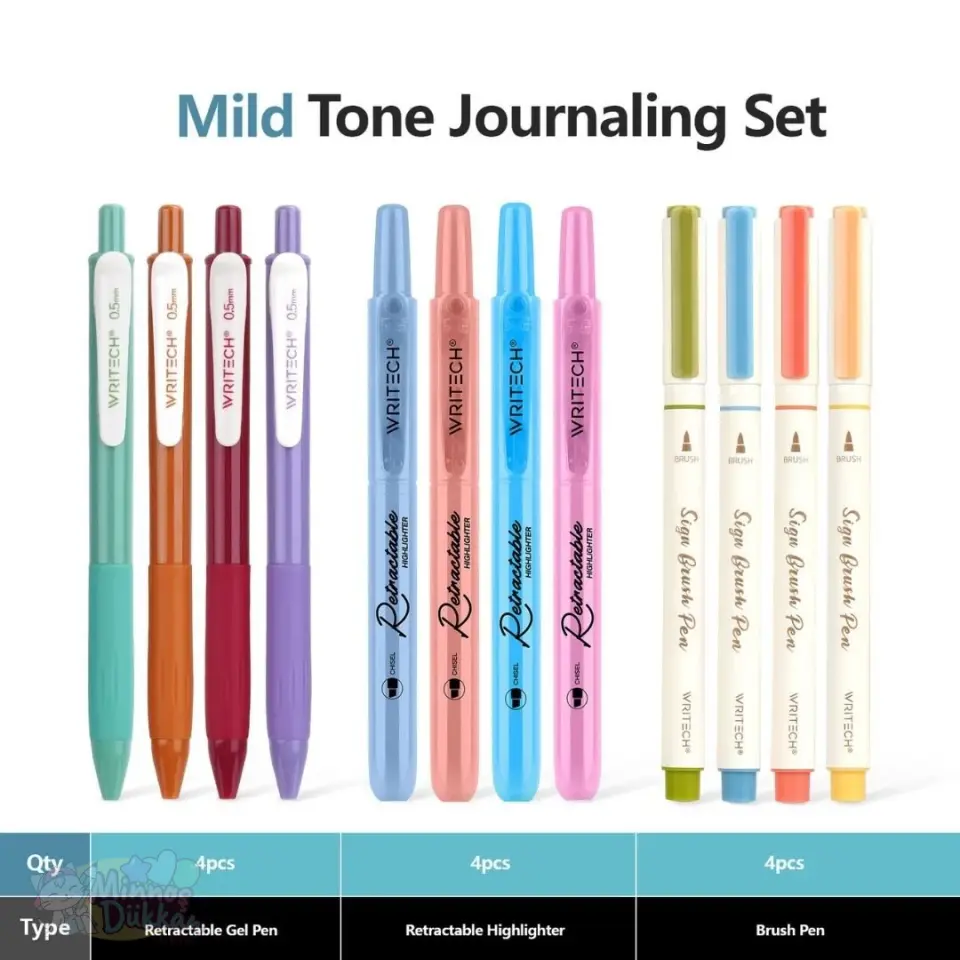 Writech Journaling Set 12 Renk Kalem Set - Mild Colors