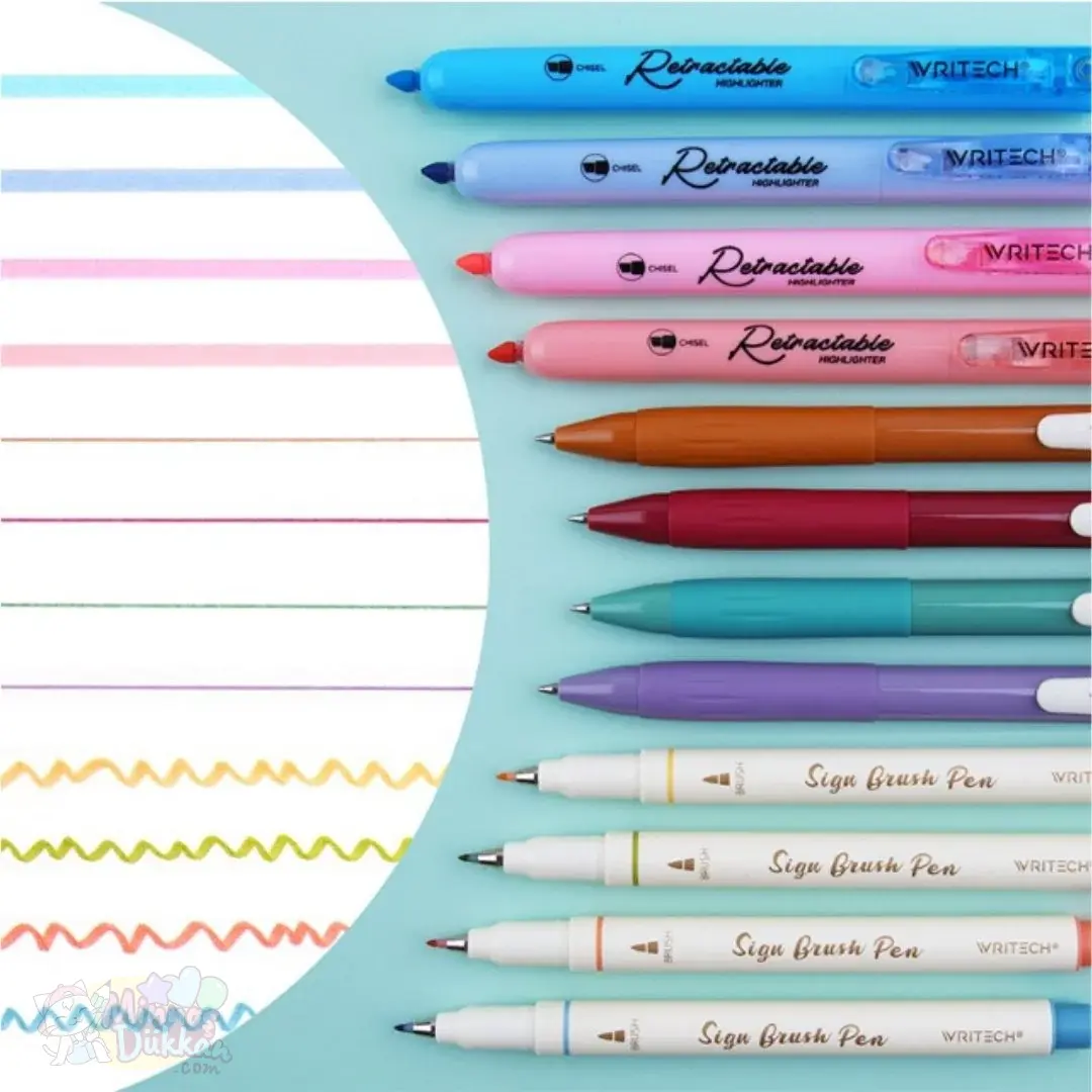 Writech Journaling Set 12 Renk Kalem Set - Mild Colors