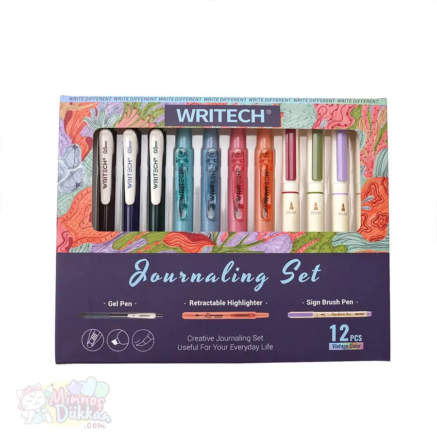 Writech Journaling Set 12 Renk Kalem Set - Vintage Colors