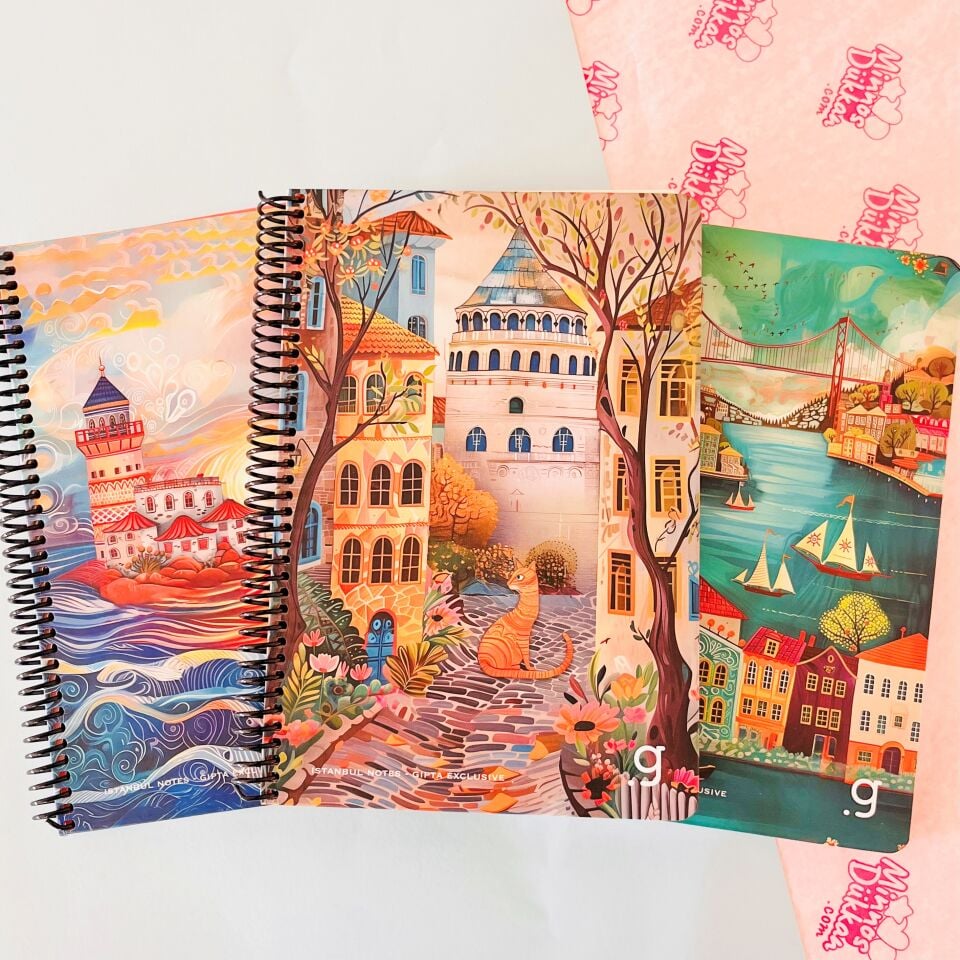 Gıpta İstanbul Notes Sert Kapak Spiralli 80 Yaprak Defter Çizgili 17x24