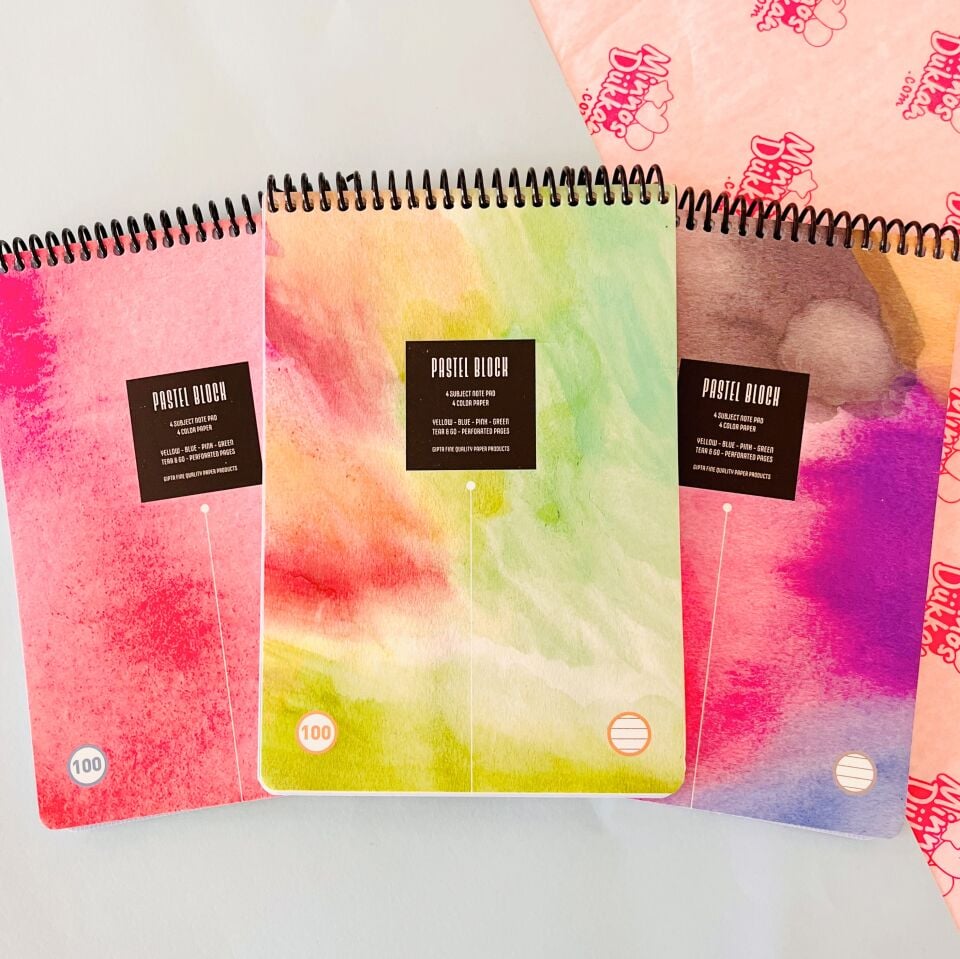 Gıpta Pastel Block 100 Yaprak Karelli Defter A5 Üstten Spiralli