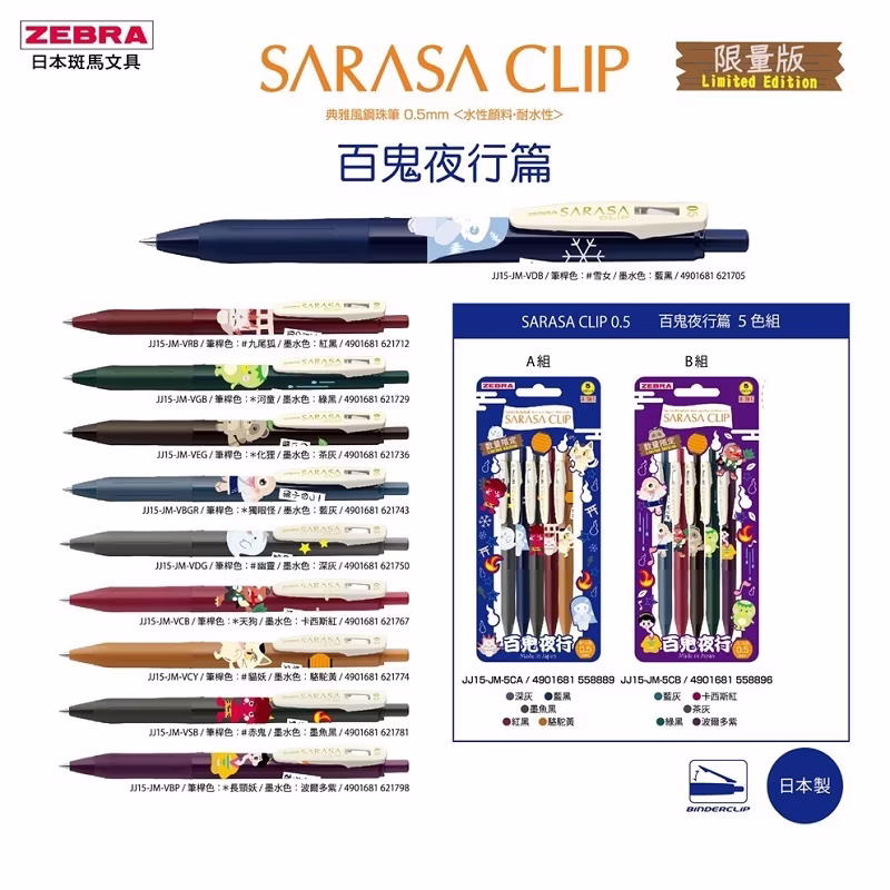 Zebra Sarasa Clip 5li 0.5 mm Roller Jel Kalem Seti - Japanese Monster