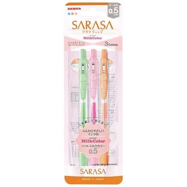Zebra Sarasa Milk Color 3lü 0.5 mm Jel Kalem Seti