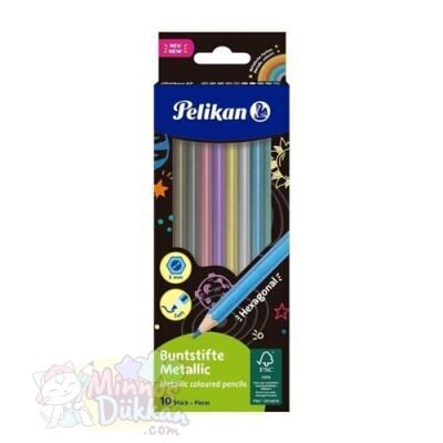 Pelikan 10 Renk Kuru Boya Kalemi Metalik Renkler